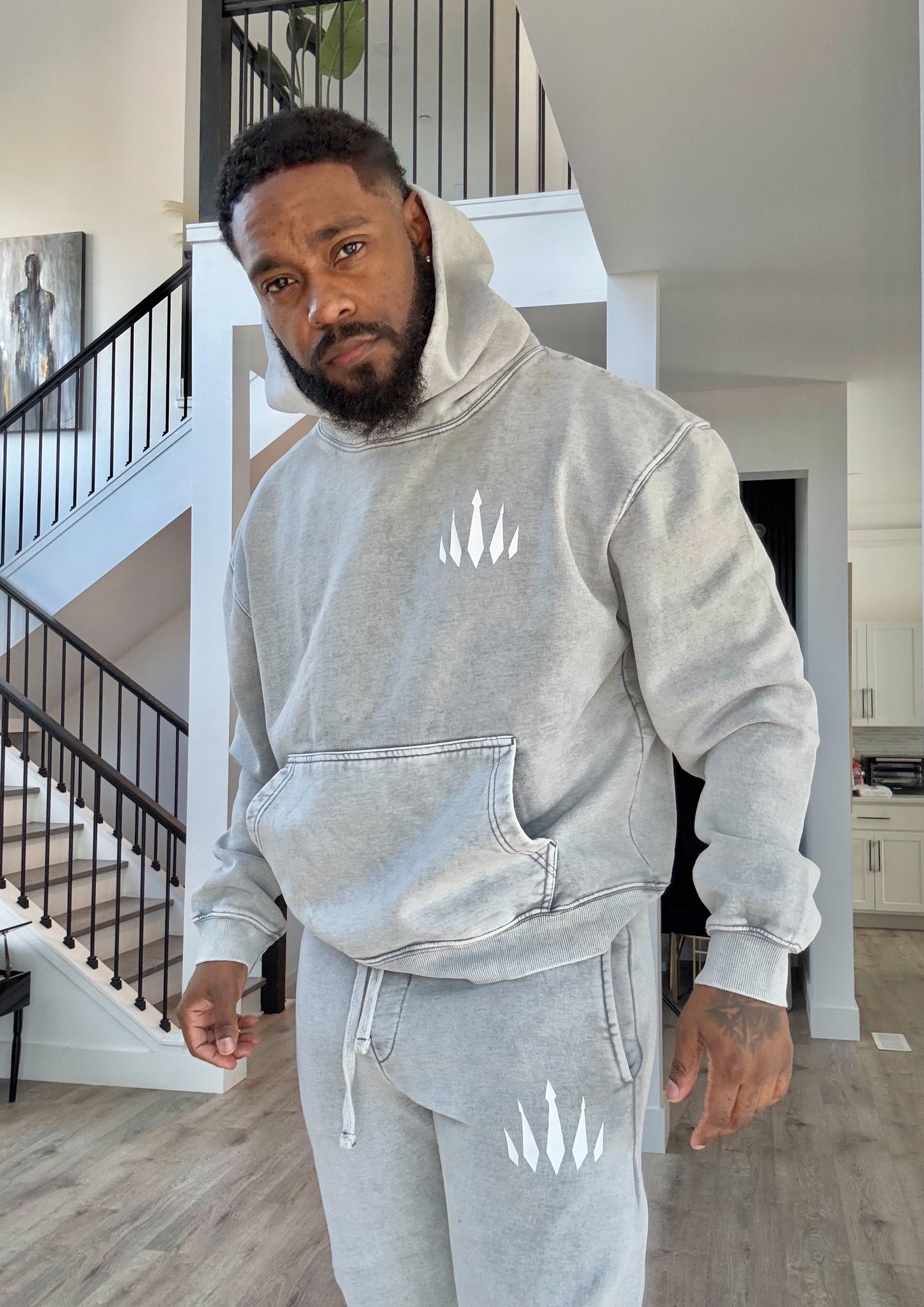 Light Grey Acid Wash Crown Set