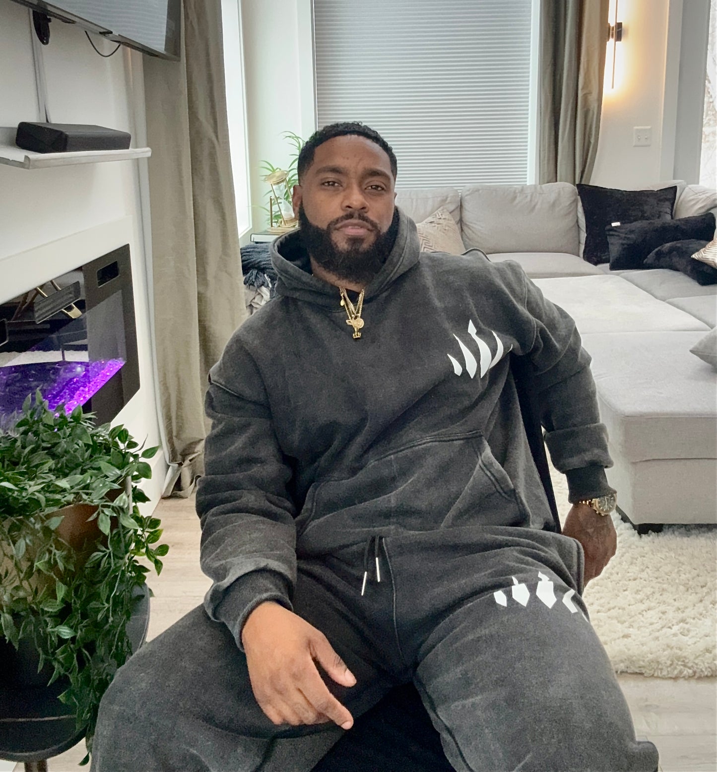 Faded Crown Hoodie Set