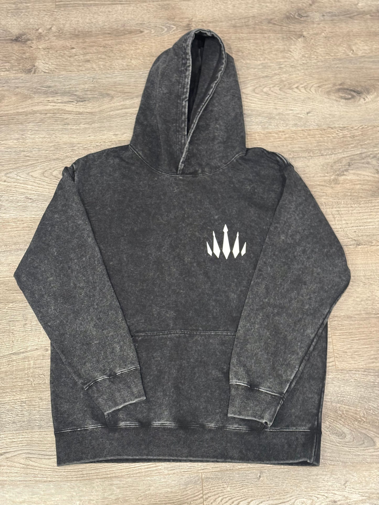 Black Acid Wash Crown Hoodie